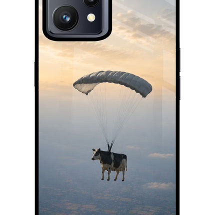 Skydiving Cow Realme 9 4G Glass Case