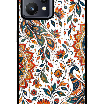 White Mayura Realme 9 4G Glass Case