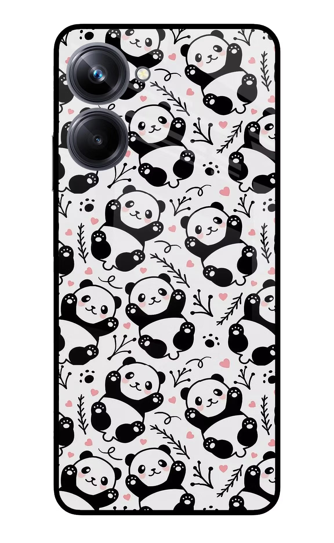 Cute Panda Realme 10 Pro 5G Glass Case Back Cover by Casekaro
