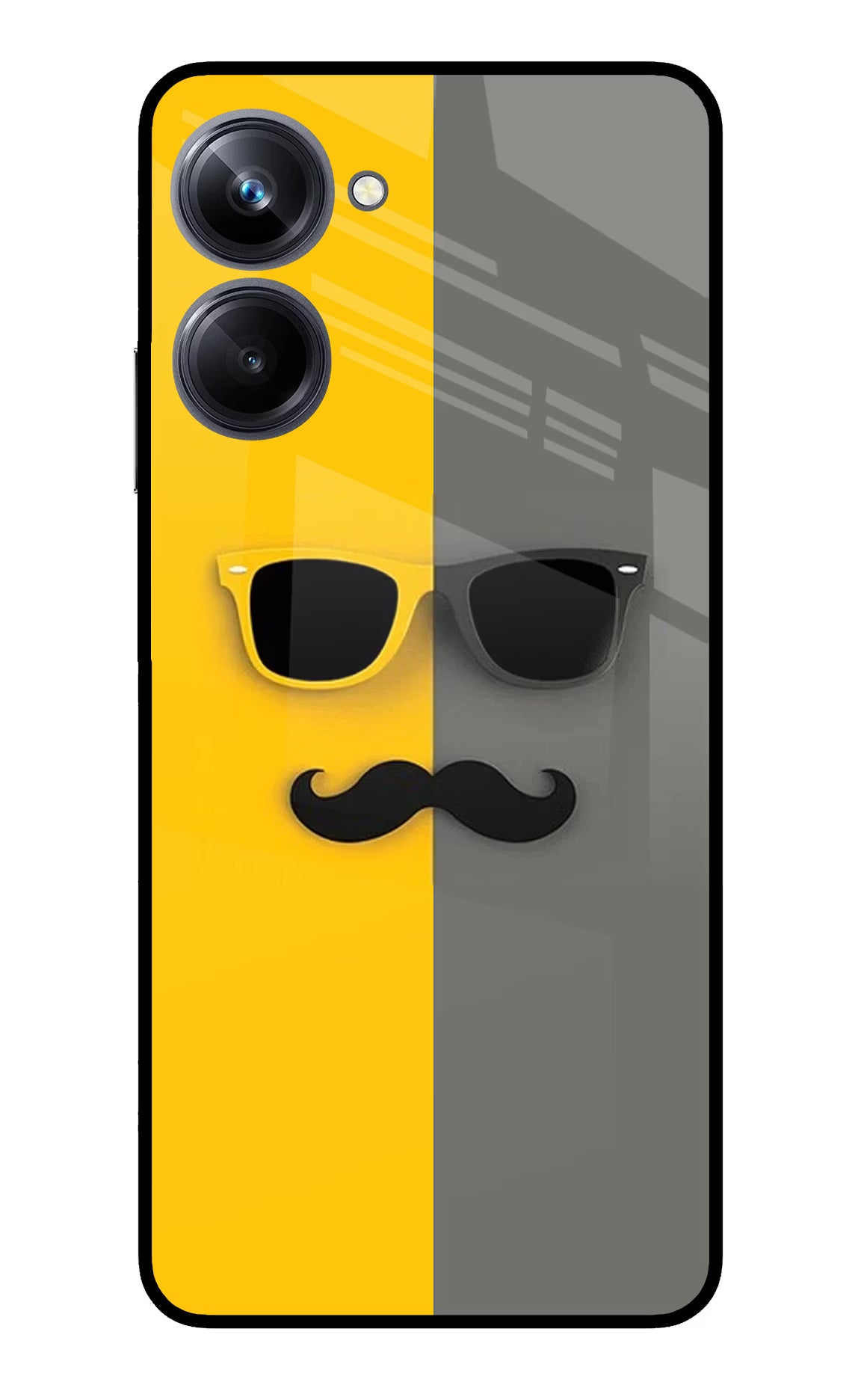 Sunglasses with Mustache Realme 10 Pro 5G Glass Case Back Cover by Casekaro