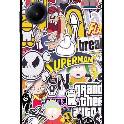 Sticker Bomb Realme 10 Pro 5G Glass Case Back Cover by Casekaro
