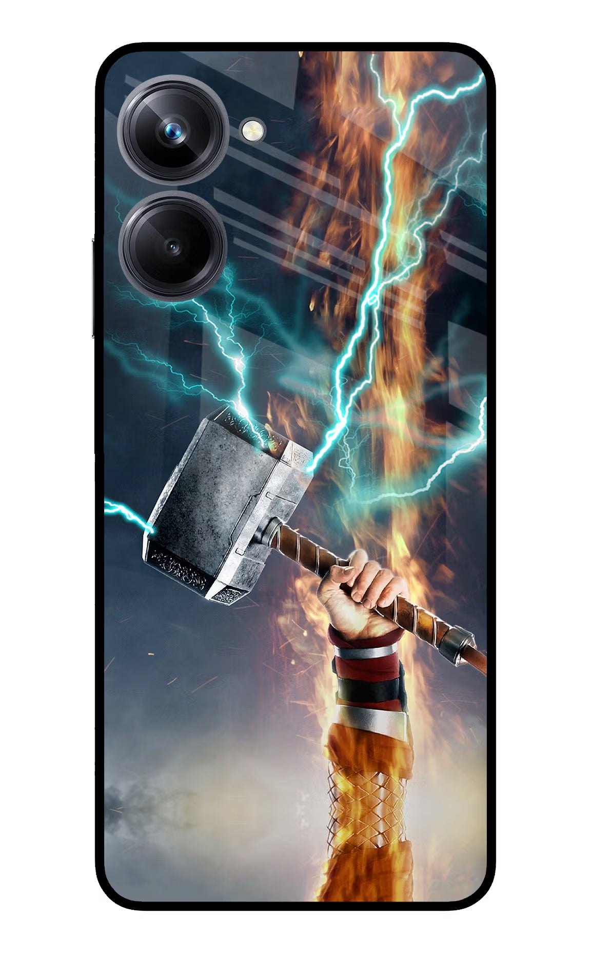 Thor Hammer Mjolnir Realme 10 Pro 5G Glass Case Back Cover by Casekaro