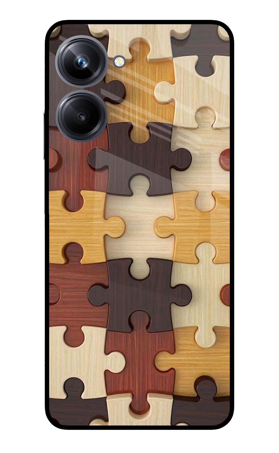Wooden Puzzle Realme 10 Pro 5G Glass Case Back Cover by Casekaro
