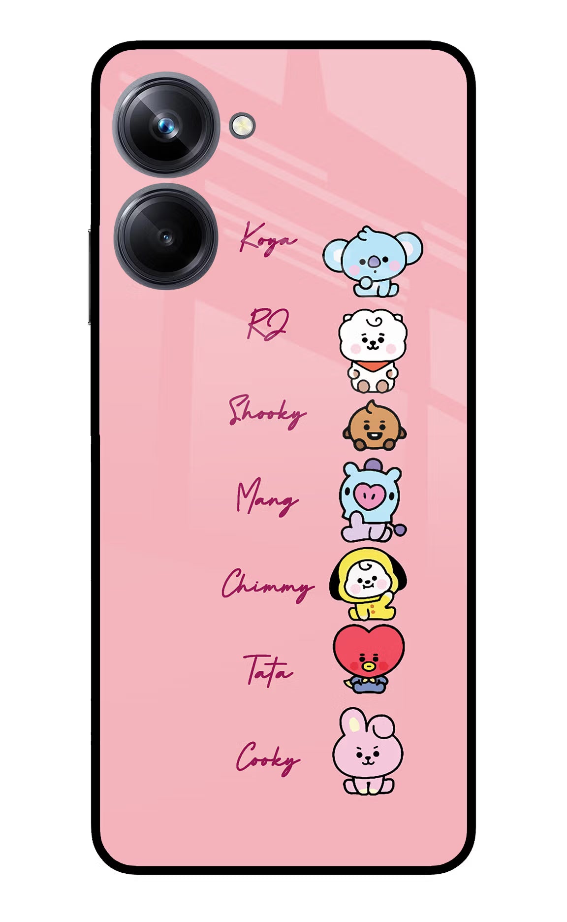 BTS names Realme 10 Pro 5G Glass Case Back Cover by Casekaro