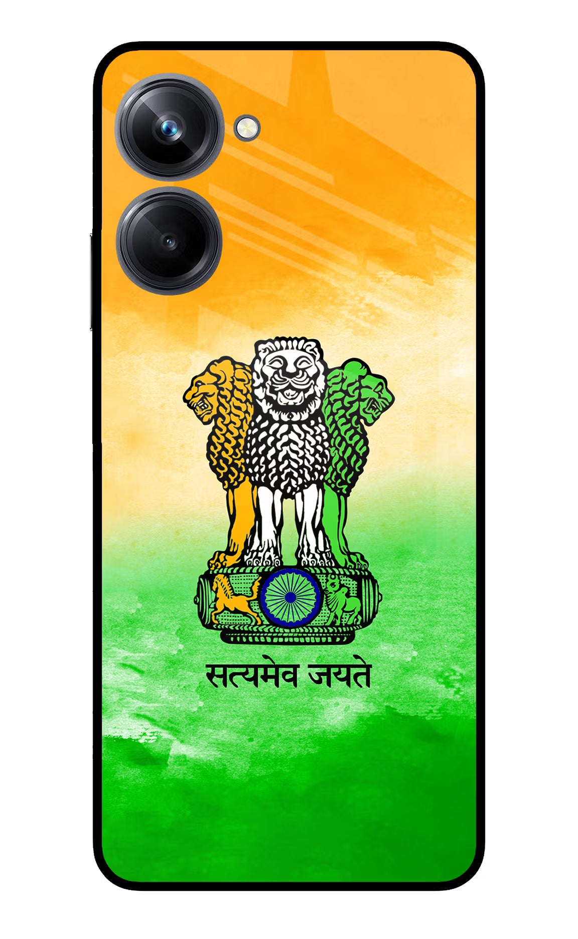 Satyamev Jayate Flag Realme 10 Pro 5G Glass Case Back Cover by Casekaro