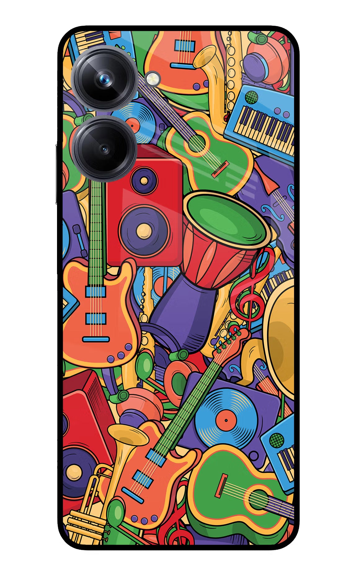 Music Instrument Doodle Realme 10 Pro 5G Glass Case Back Cover by Casekaro