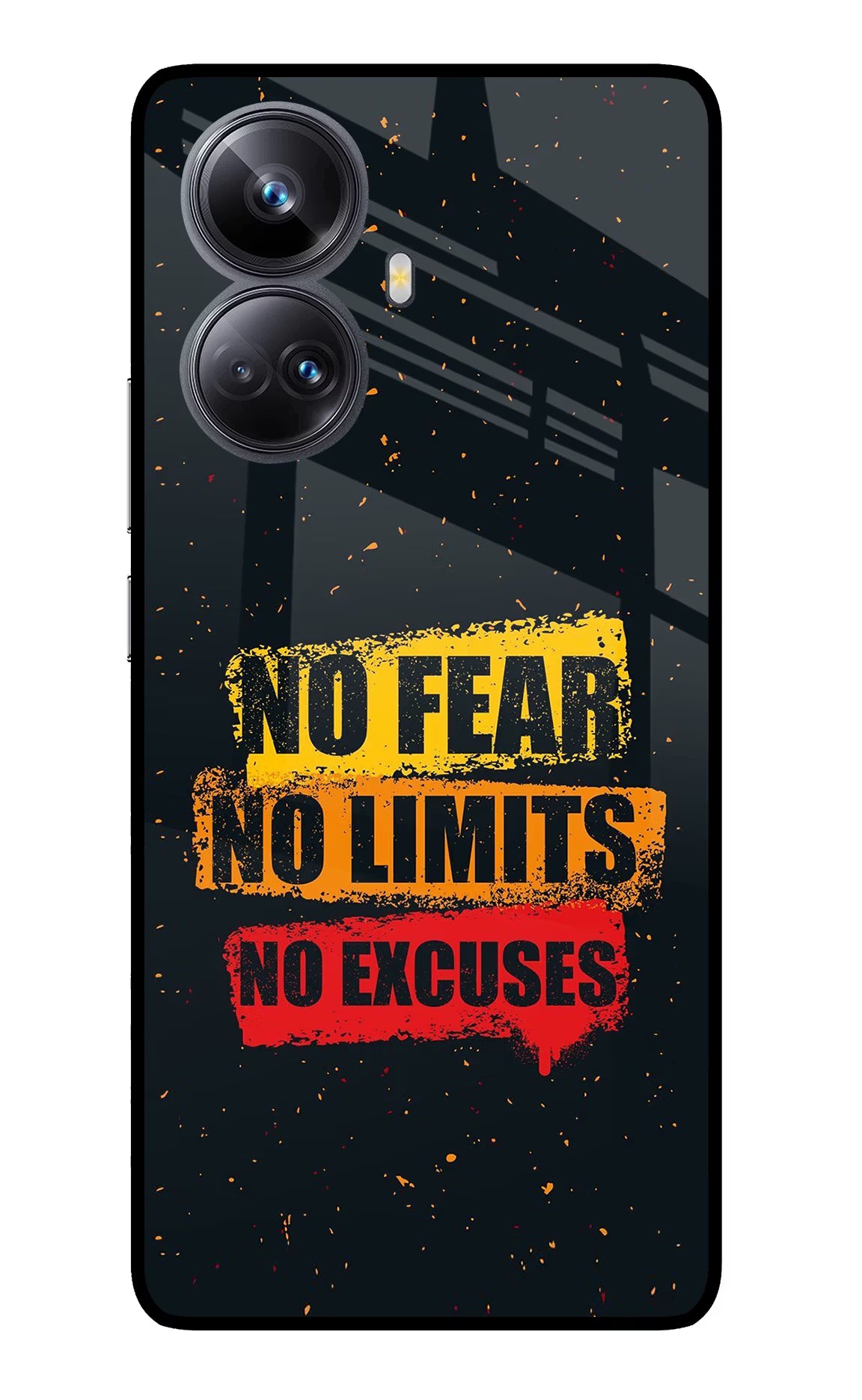 No Fear No Limits No Excuse Realme 10 Pro+ 5G Glass Case Back Cover by Casekaro
