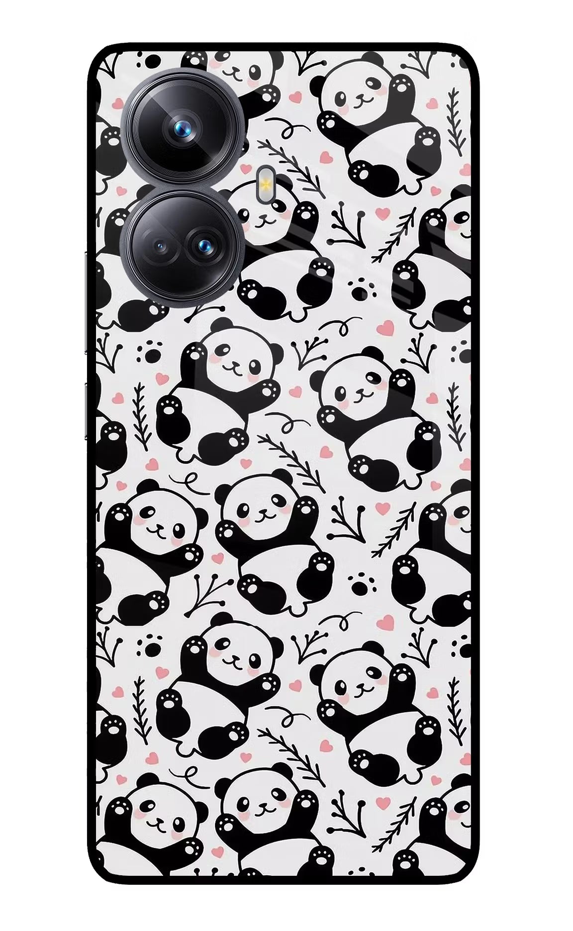 Cute Panda Realme 10 Pro+ 5G Glass Case Back Cover by Casekaro