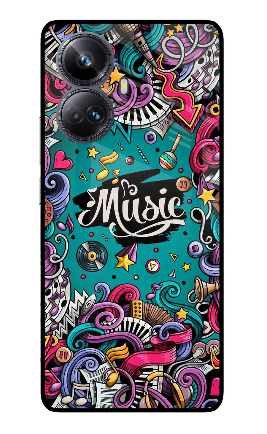 Music Graffiti Realme 10 Pro+ 5G Back Cover, Glass case