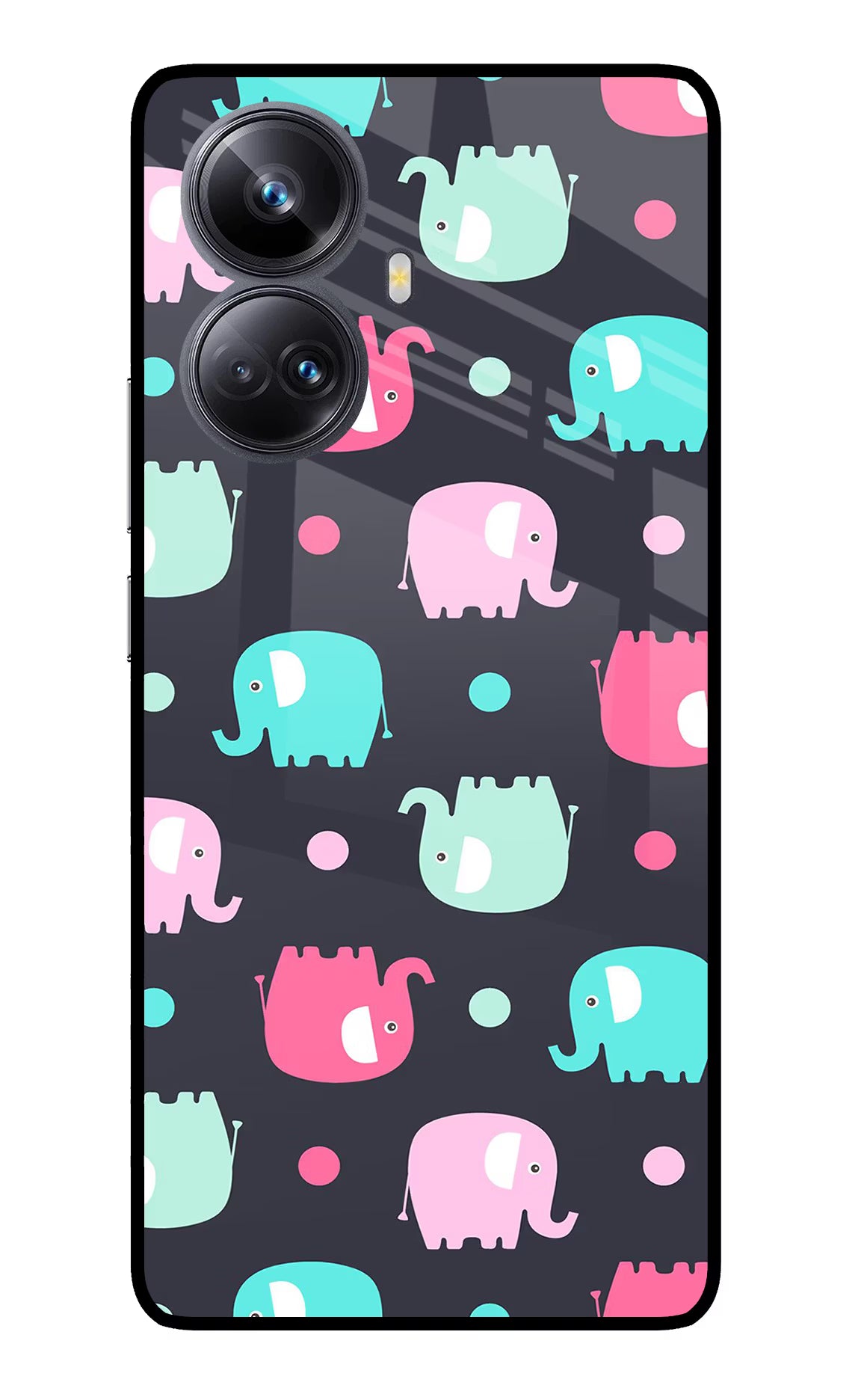 Elephants Realme 10 Pro+ 5G Glass Case Back Cover by Casekaro
