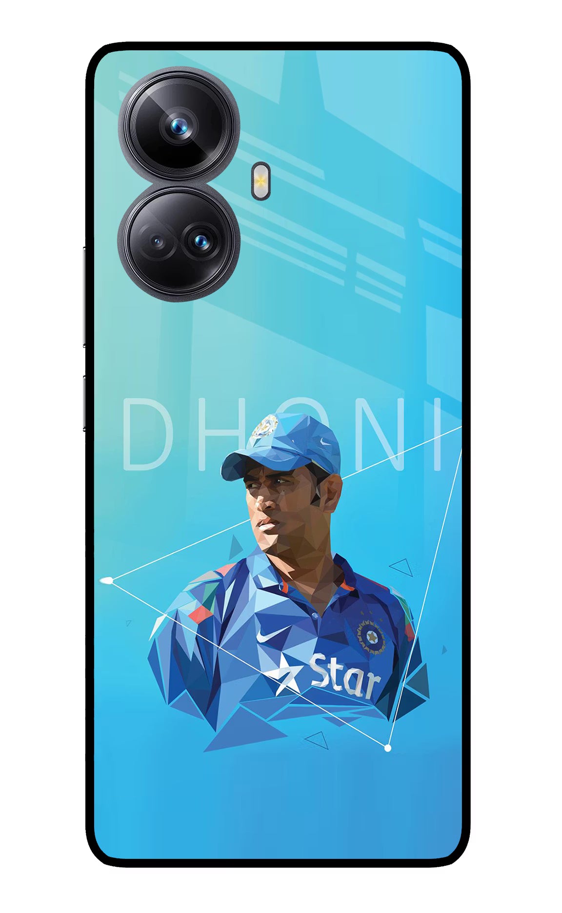 Dhoni Artwork Realme 10 Pro+ 5G Glass Case Back Cover by Casekaro