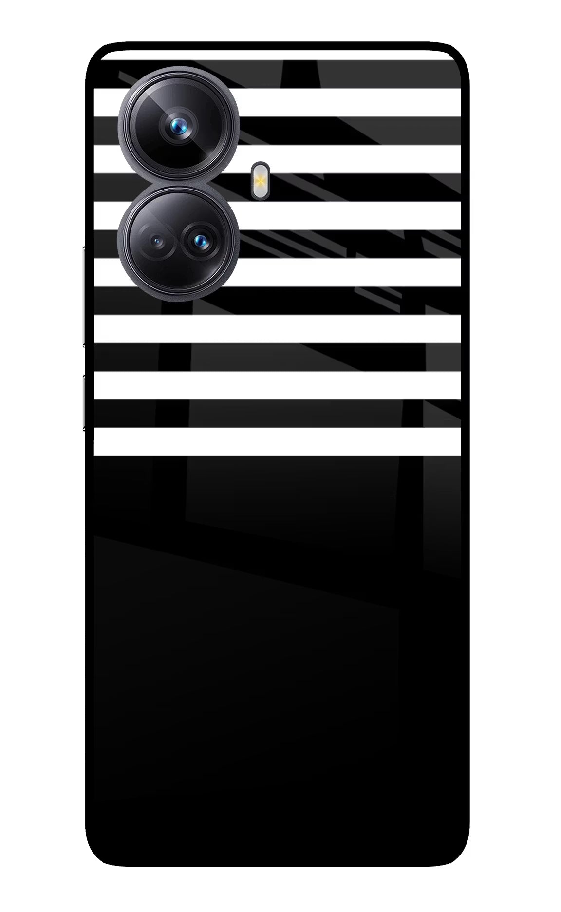 Black and White Print Realme 10 Pro+ 5G Glass Case Back Cover by Casekaro