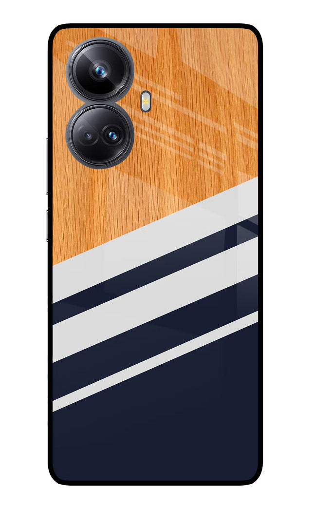 Blue and white wooden Realme 10 Pro+ 5G Glass Case
