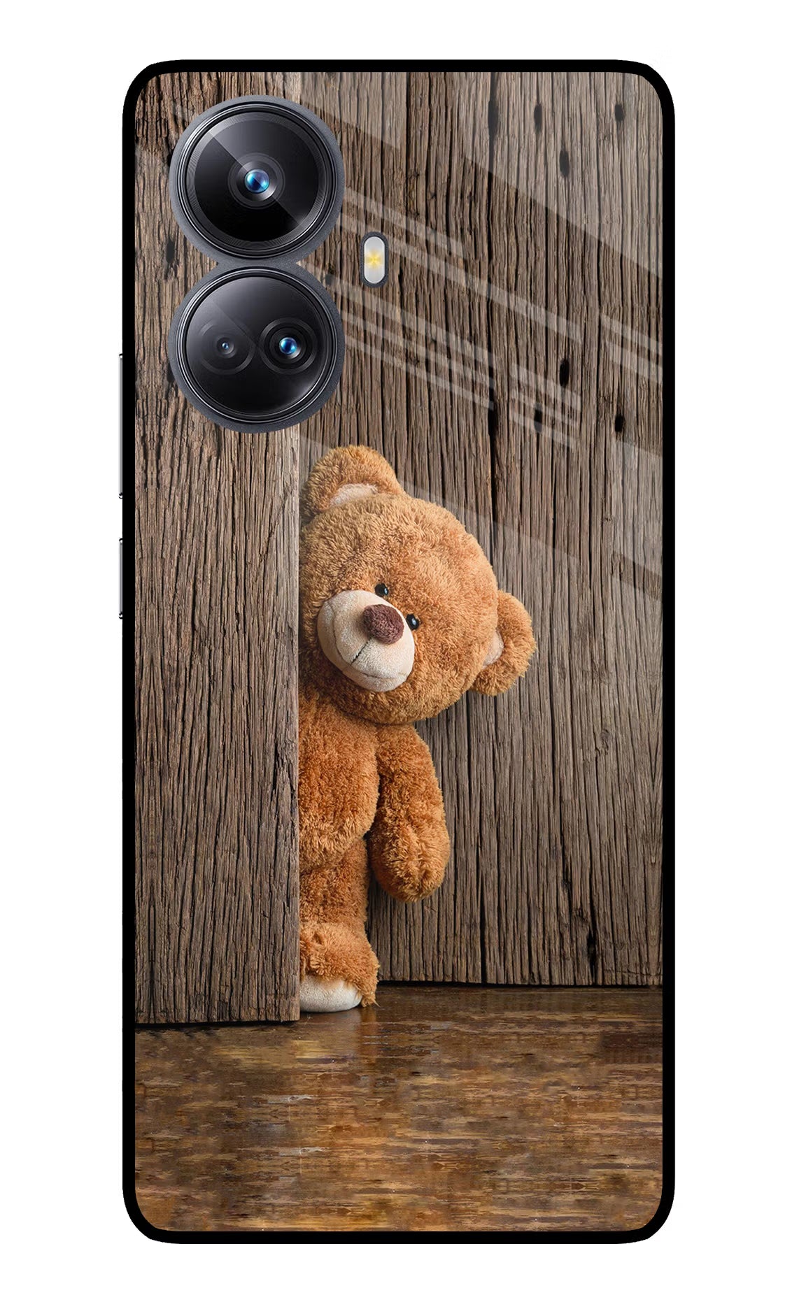 Teddy Wooden Realme 10 Pro+ 5G Glass Case Back Cover by Casekaro