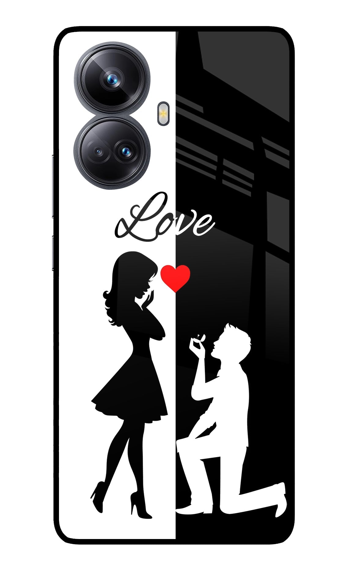 Love Propose Black And White Realme 10 Pro+ 5G Glass Case