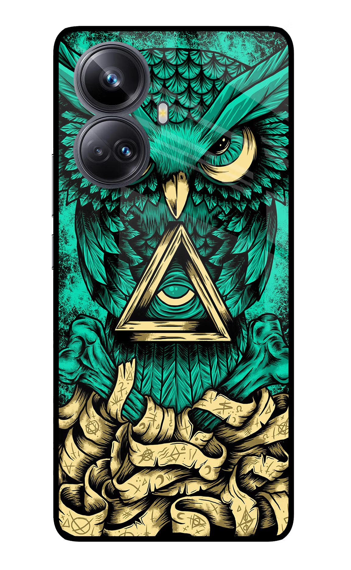 Green Owl Realme 10 Pro+ 5G Glass Case Back Cover by Casekaro