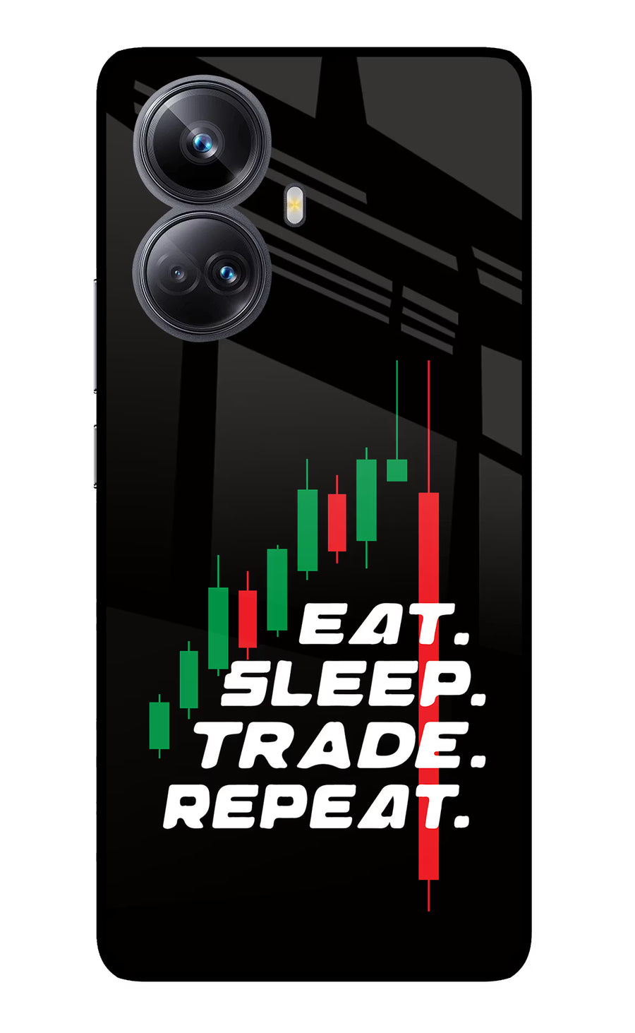 Eat Sleep Trade Repeat Realme 10 Pro+ 5G Back Cover, Glass case