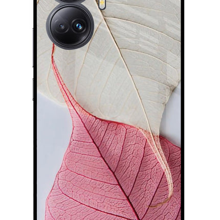 White Pink Leaf Realme 10 Pro+ 5G Glass Case