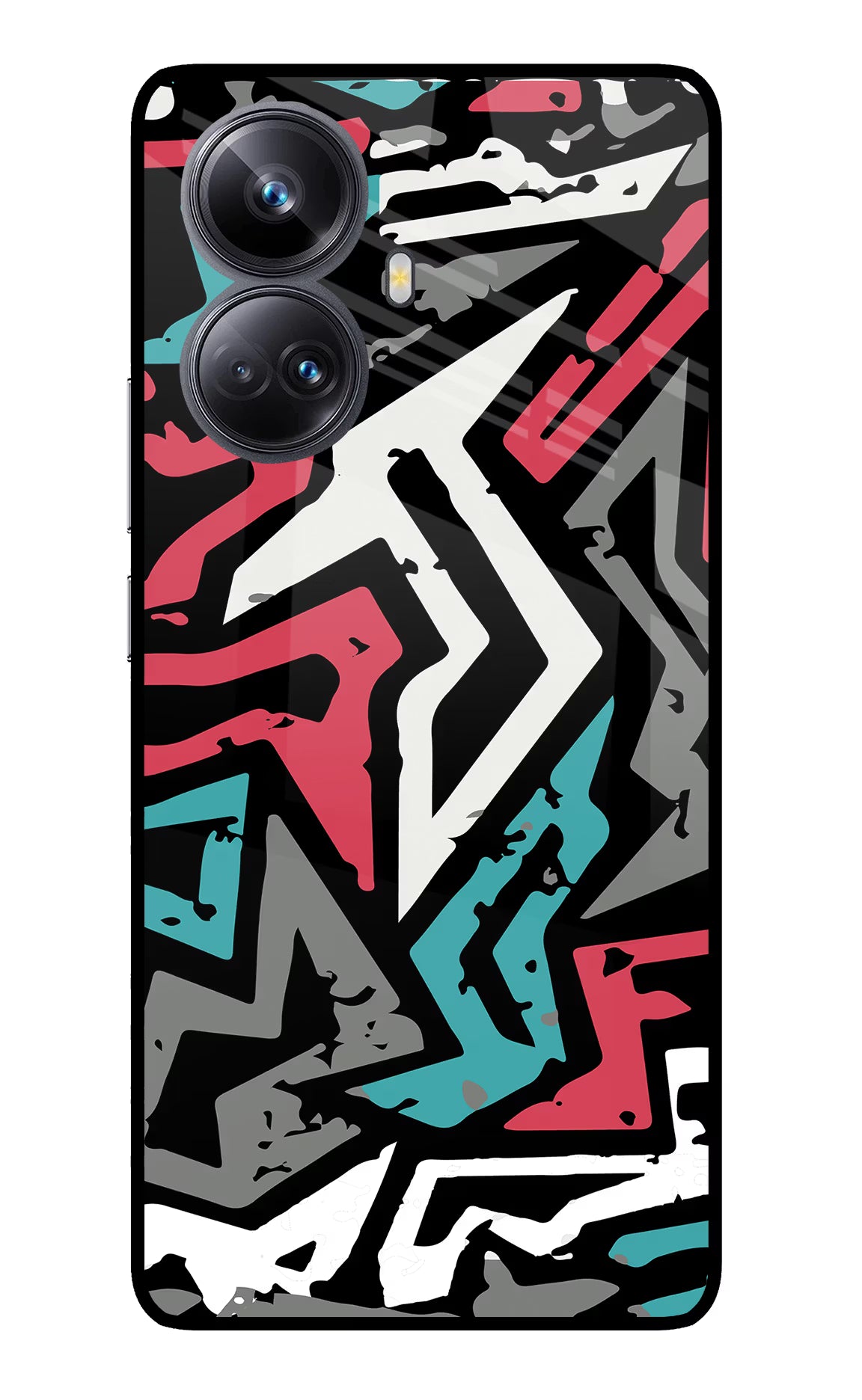 Geometric Graffiti Realme 10 Pro+ 5G Glass Case Back Cover by Casekaro
