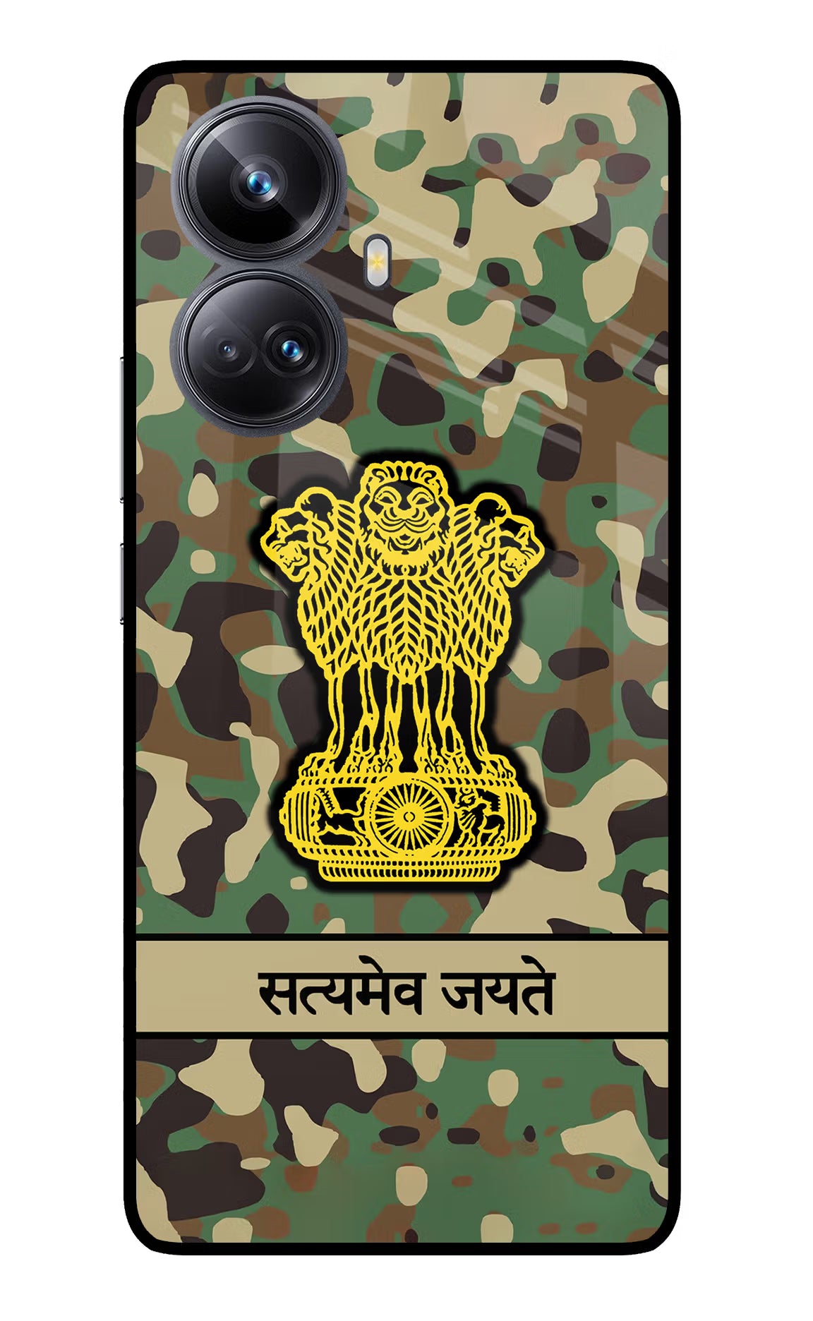 Satyamev Jayate Army Realme 10 Pro+ 5G Glass Case Back Cover by Casekaro