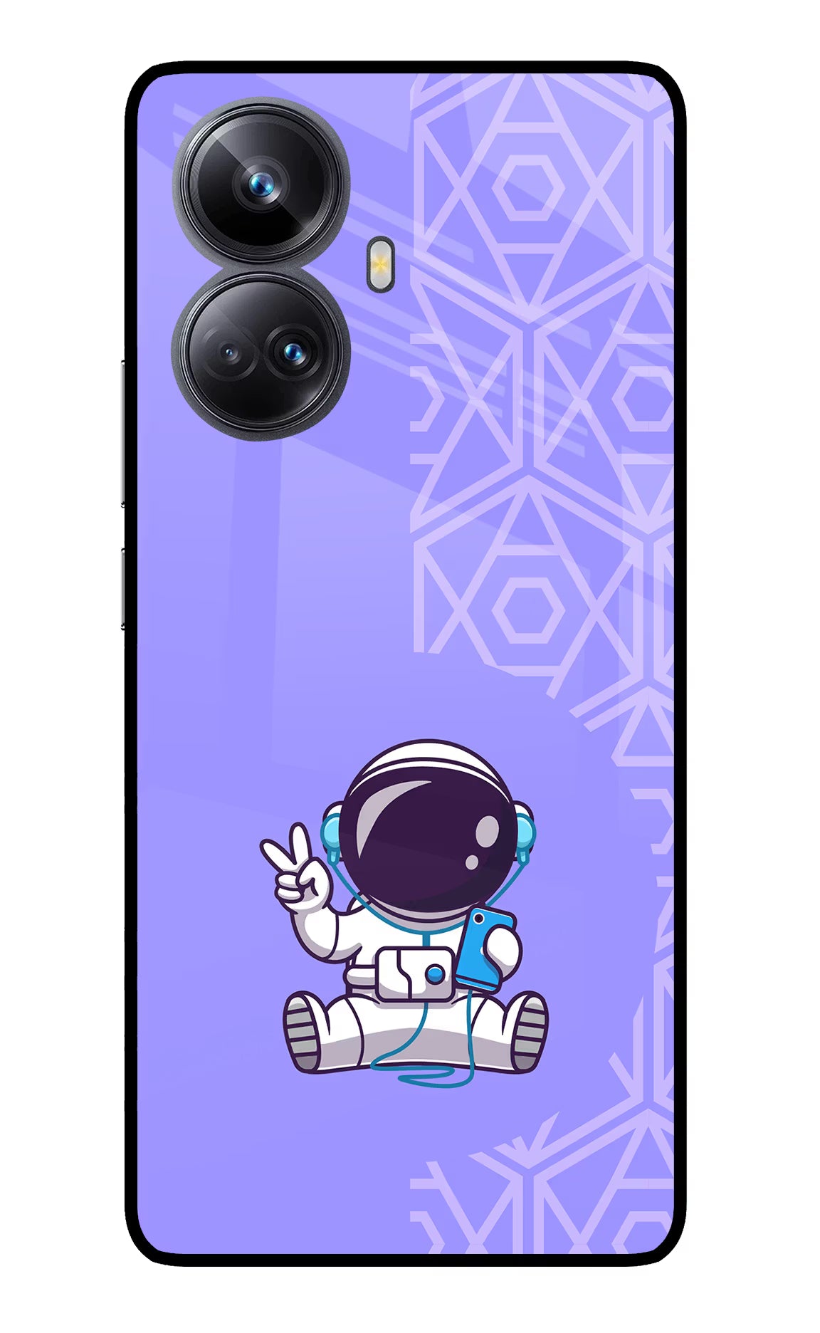 Cute Astronaut Chilling Realme 10 Pro+ 5G Glass Case Back Cover by Casekaro