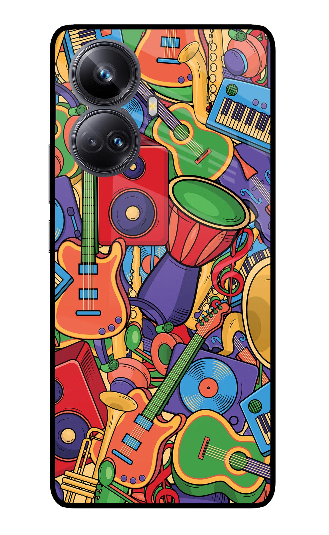 Music Instrument Doodle Realme 10 Pro+ 5G Glass Case Back Cover by Casekaro