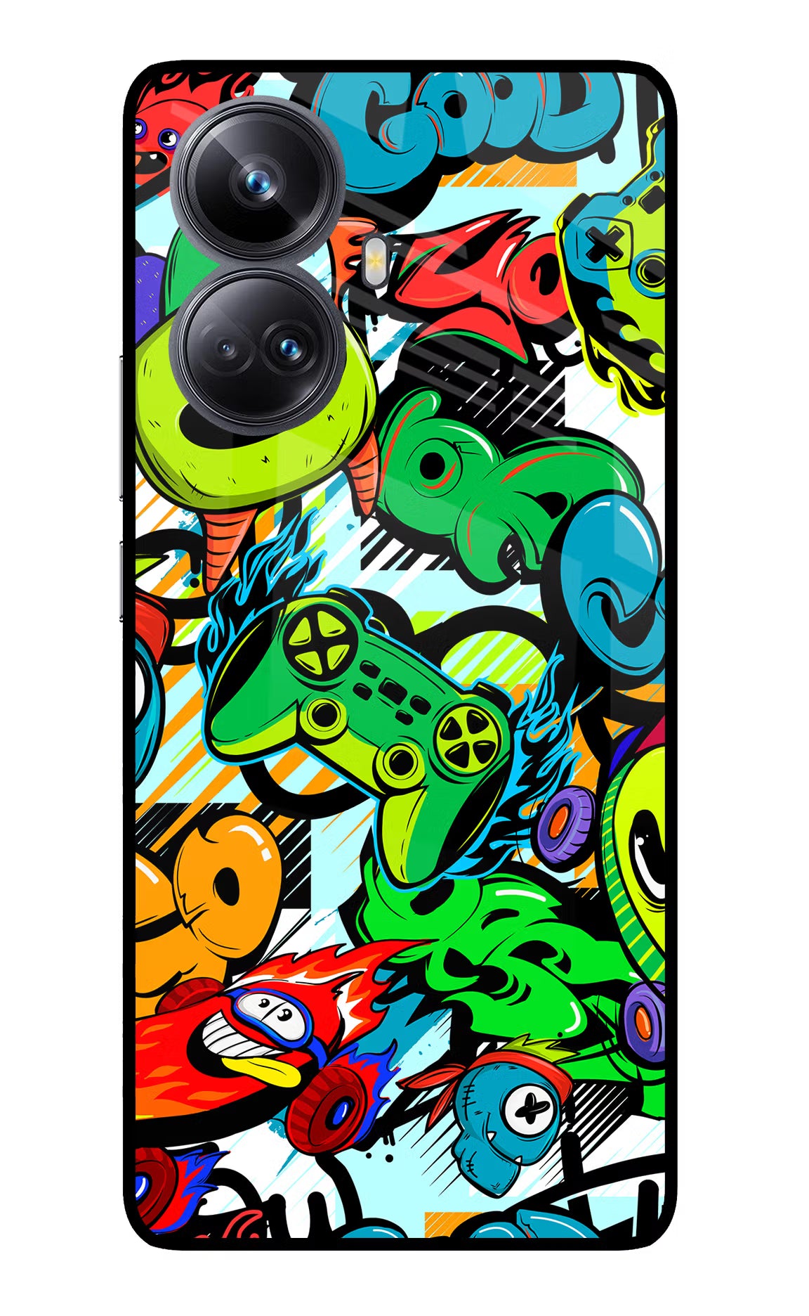 Game Doodle Realme 10 Pro+ 5G Glass Case Back Cover by Casekaro