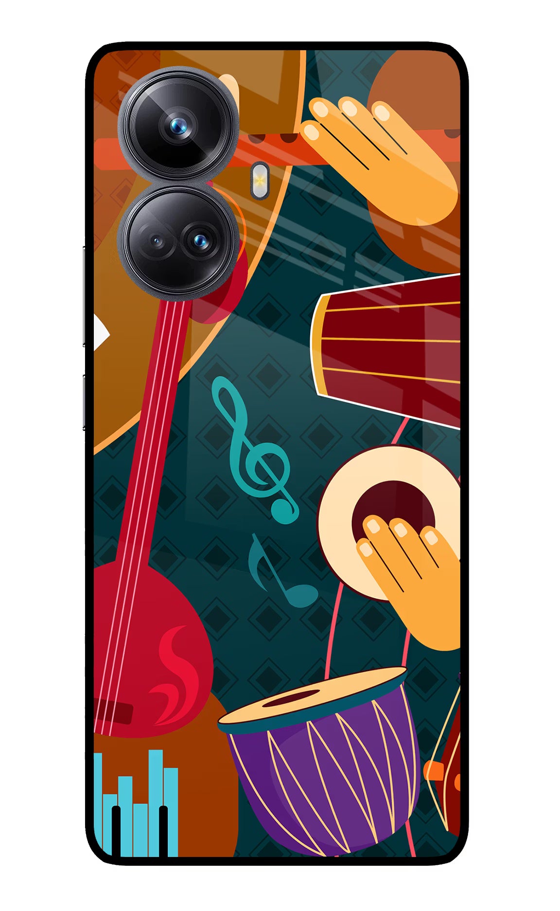 Music Instrument Realme 10 Pro+ 5G Glass Case Back Cover by Casekaro