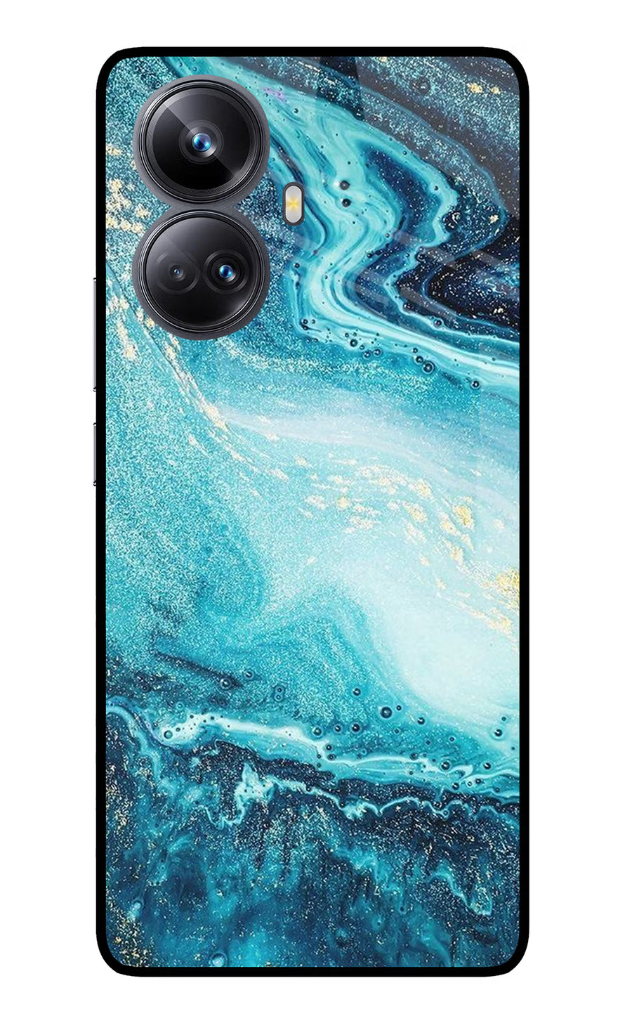 Blue Glitter Marble Realme 10 Pro+ 5G Back Cover, Glass case