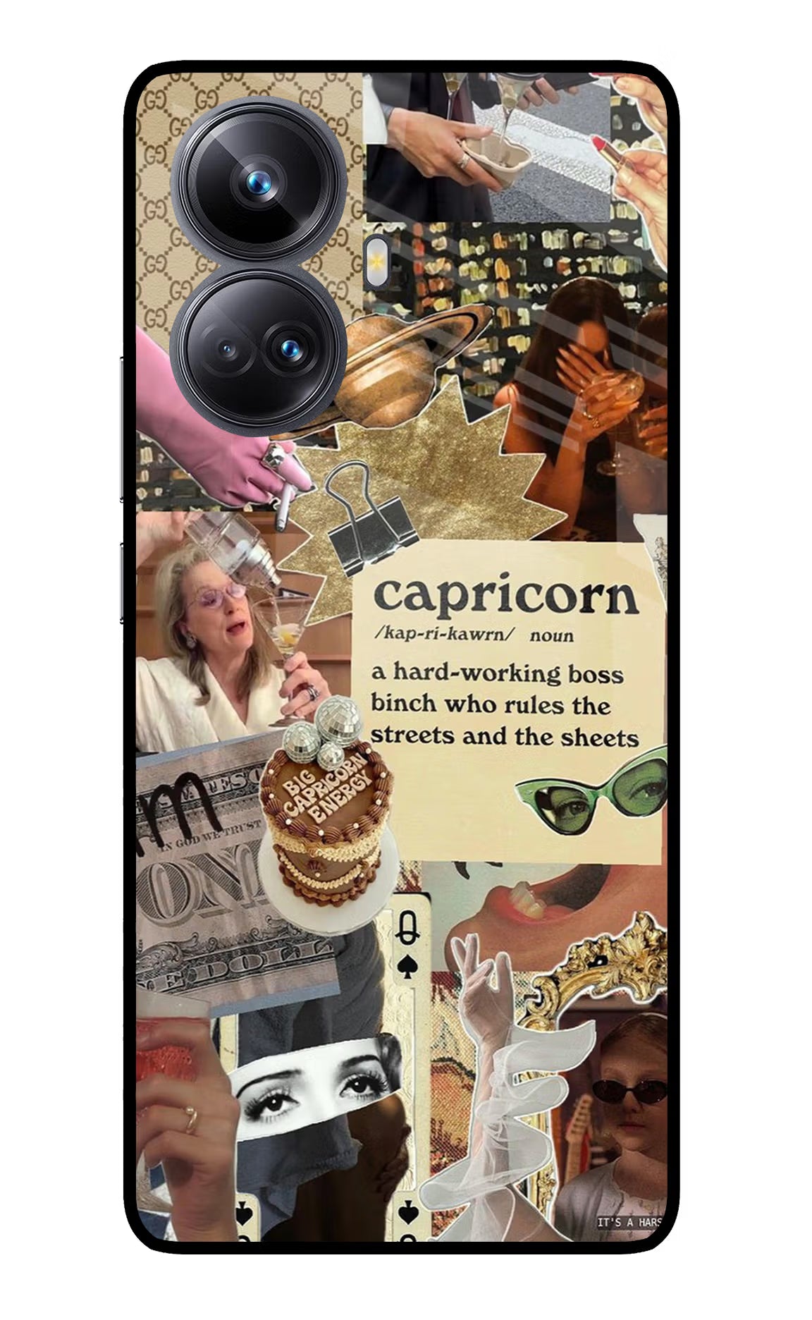 Capricorn Zodiac Realme 10 Pro+ 5G Glass Case Back Cover by Casekaro