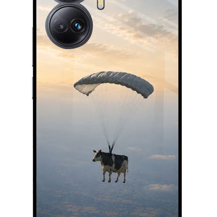 Skydiving Cow Realme 10 Pro+ 5G Glass Case