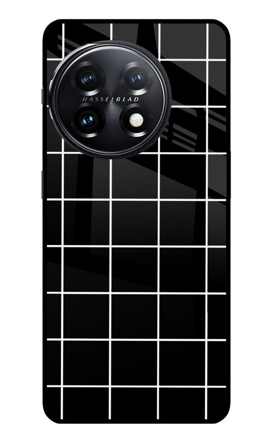 White Grid OnePlus 11 5G Glass Case