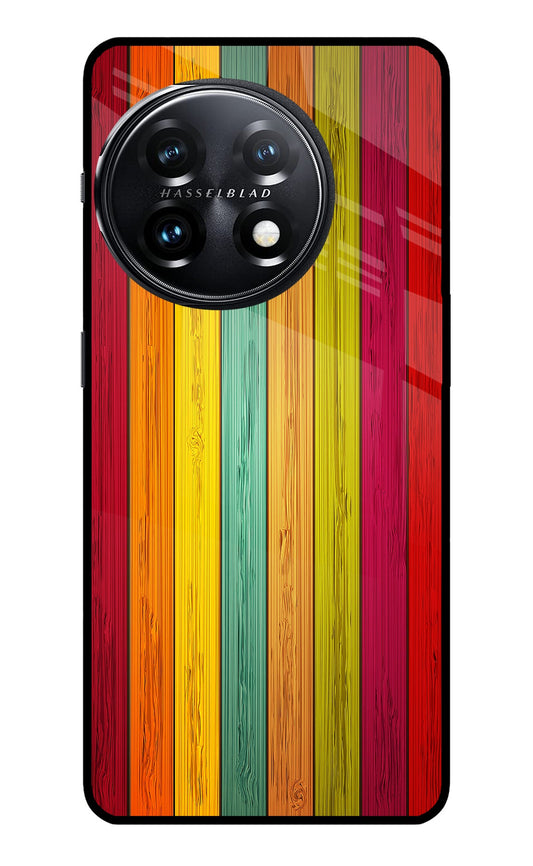 Multicolor Wooden OnePlus 11 5G Glass Case