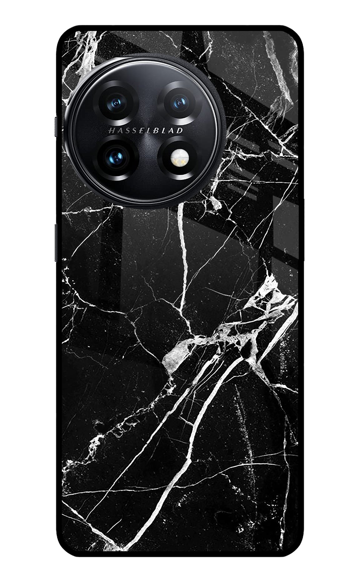 Black Marble Pattern OnePlus 11 5G Glass Case