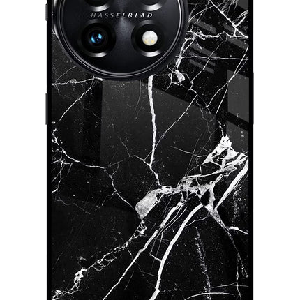 Black Marble Pattern OnePlus 11 5G Glass Case