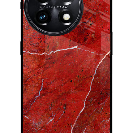 Red Marble Design OnePlus 11 5G Glass Case
