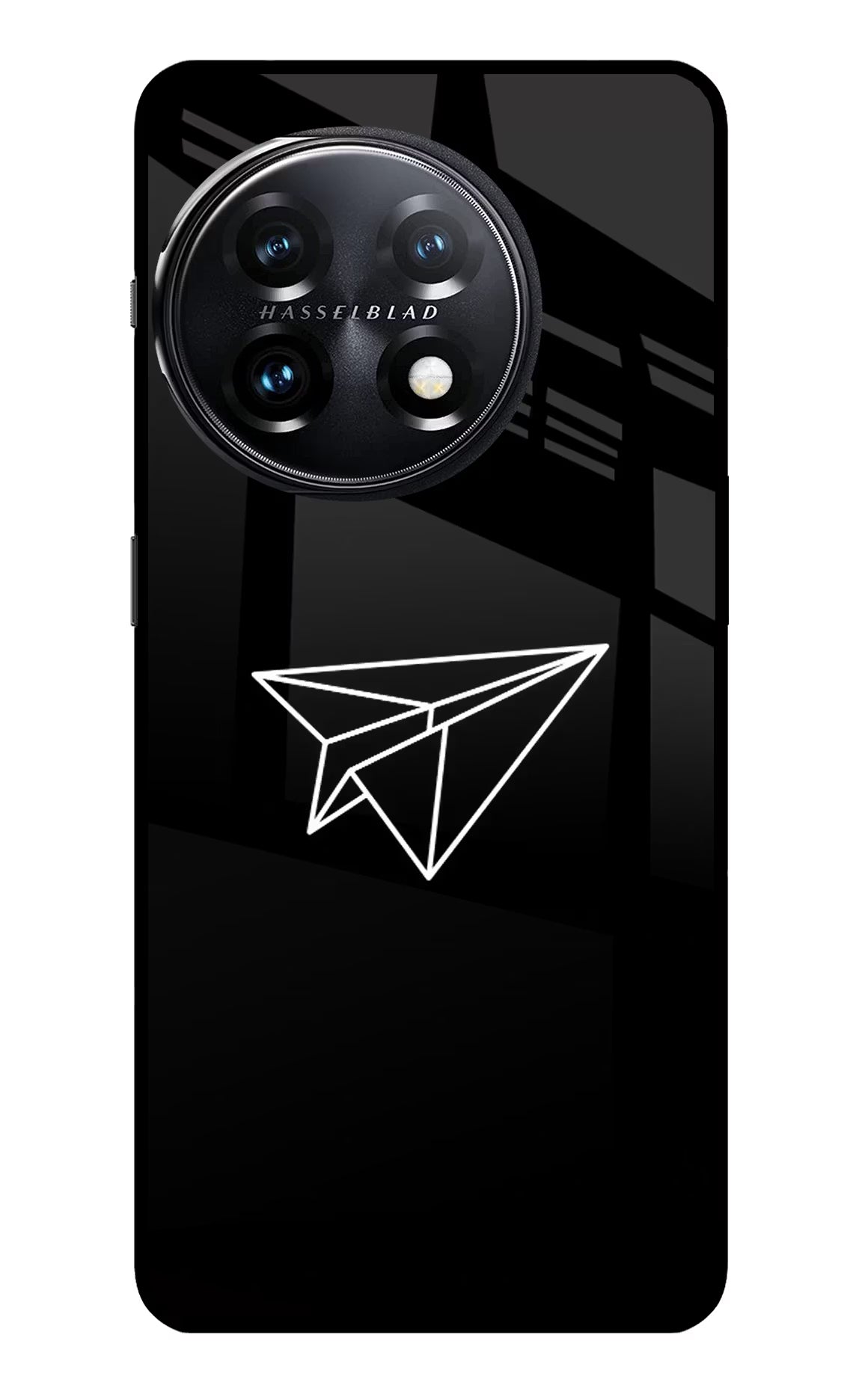 Paper Plane White OnePlus 11 5G Glass Case Back Cover by Casekaro