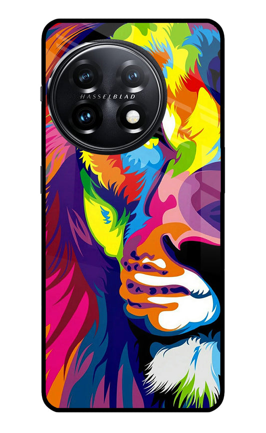 Lion Half Face OnePlus 11 5G Glass Case