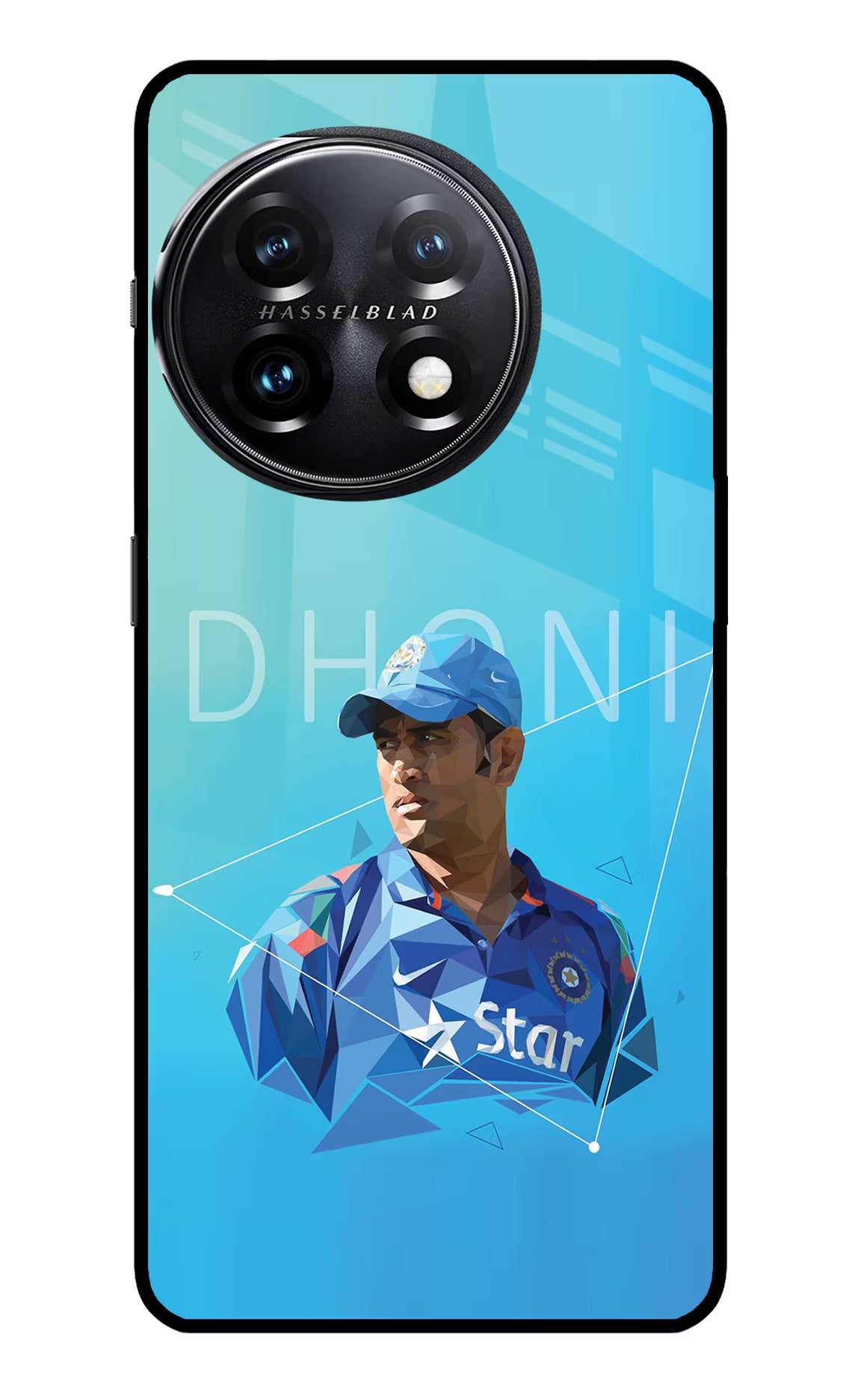 Dhoni Artwork OnePlus 11 5G Glass Case Back Cover by Casekaro