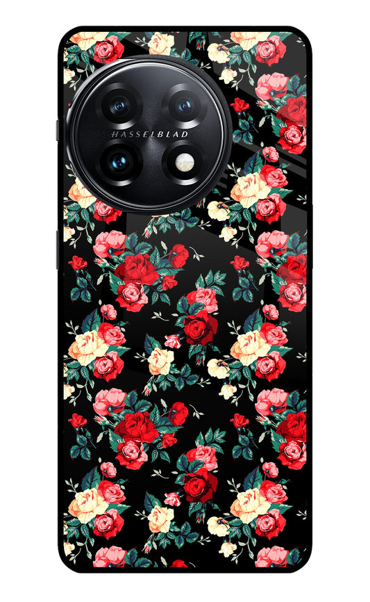 Rose Pattern OnePlus 11 5G Glass Case