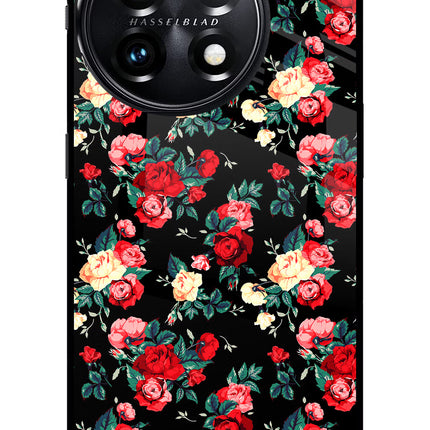 Rose Pattern OnePlus 11 5G Glass Case