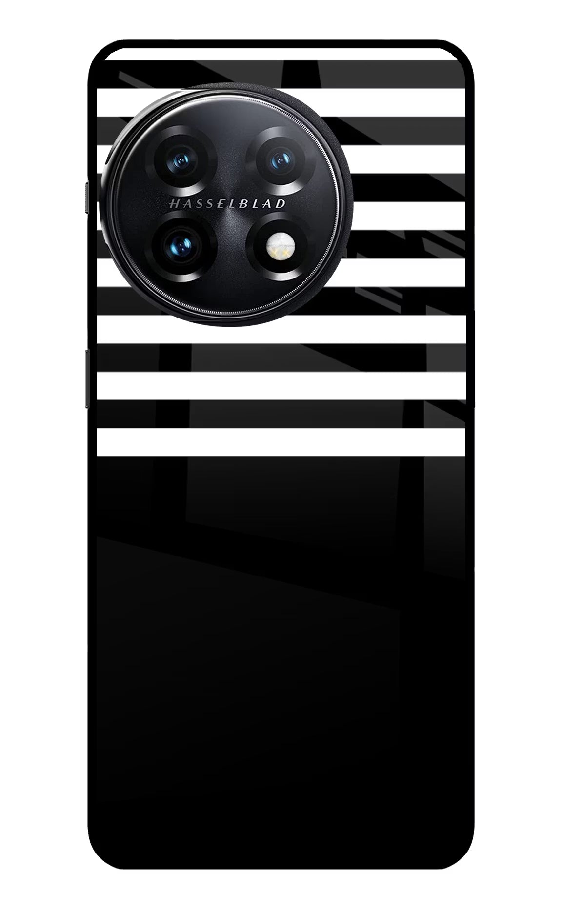 Black and White Print OnePlus 11 5G Glass Case Back Cover by Casekaro