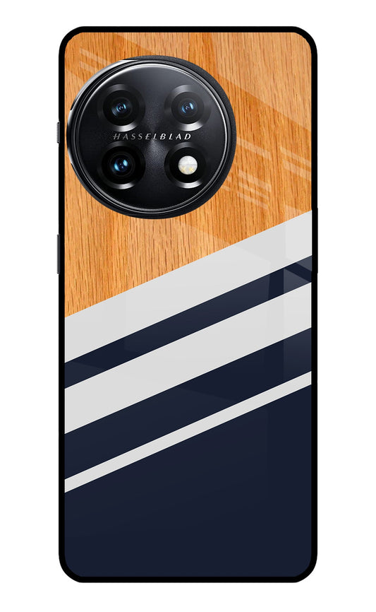 Blue and white wooden OnePlus 11 5G Glass Case