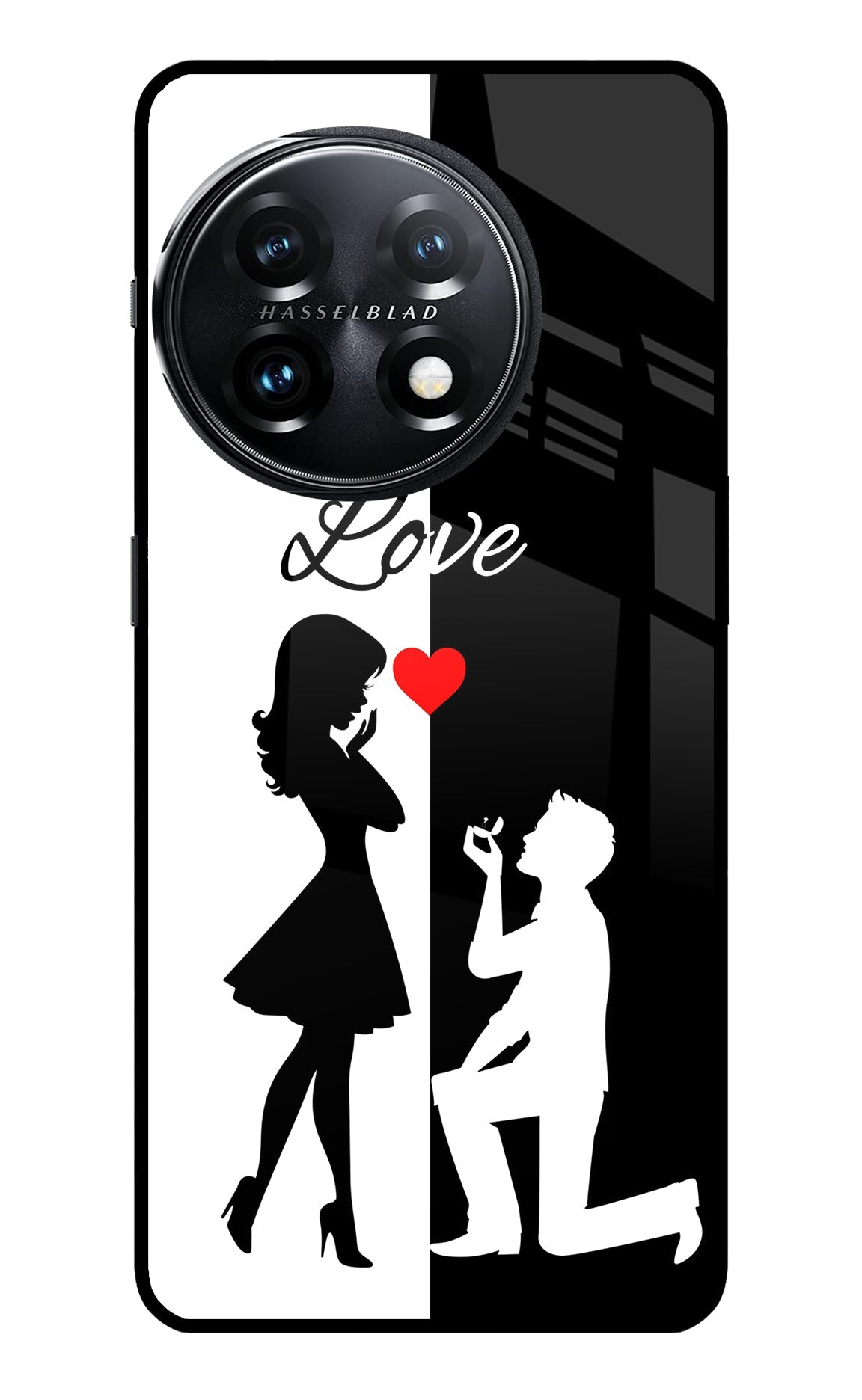 Love Propose Black And White OnePlus 11 5G Glass Case