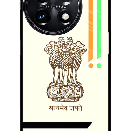 Satyamev Jayate Brown Logo OnePlus 11 5G Glass Case