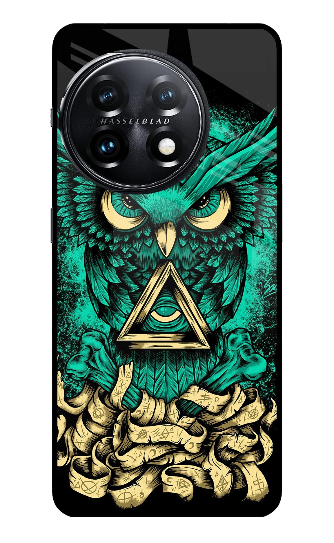 Green Owl OnePlus 11 5G Glass Case