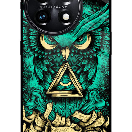 Green Owl OnePlus 11 5G Glass Case