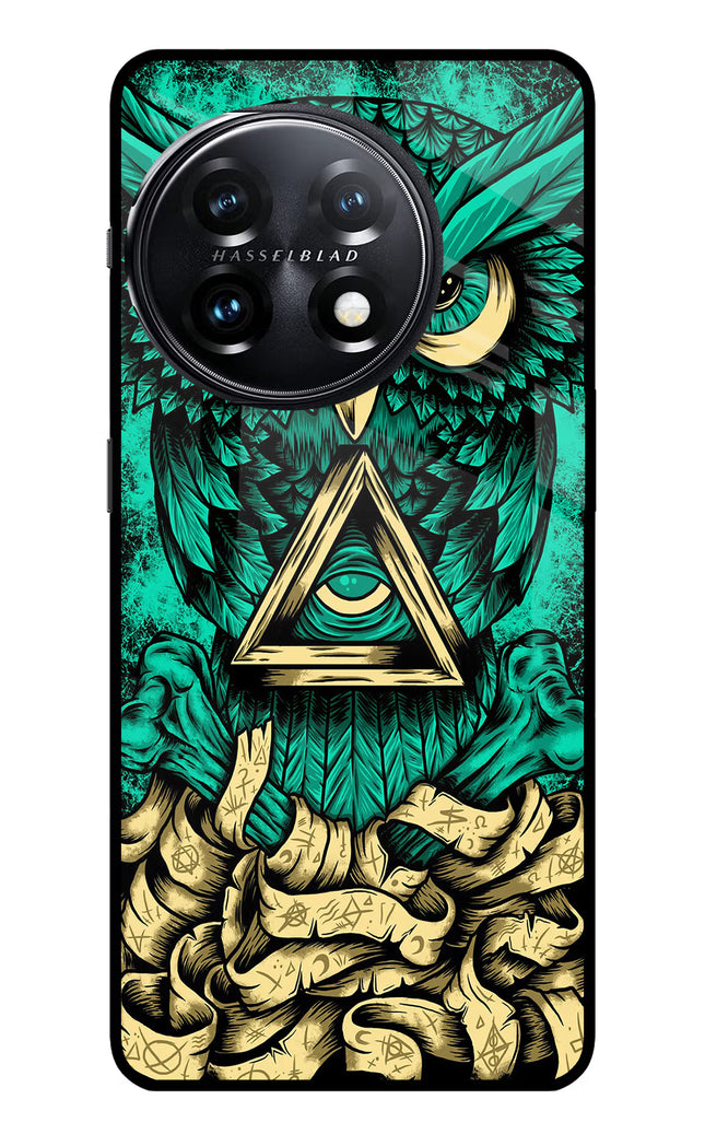 Green Owl OnePlus 11 5G Glass Case