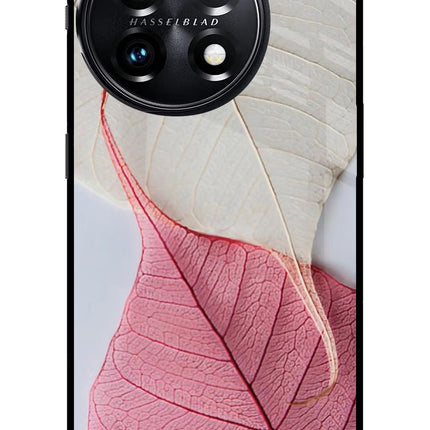 White Pink Leaf OnePlus 11 5G Glass Case