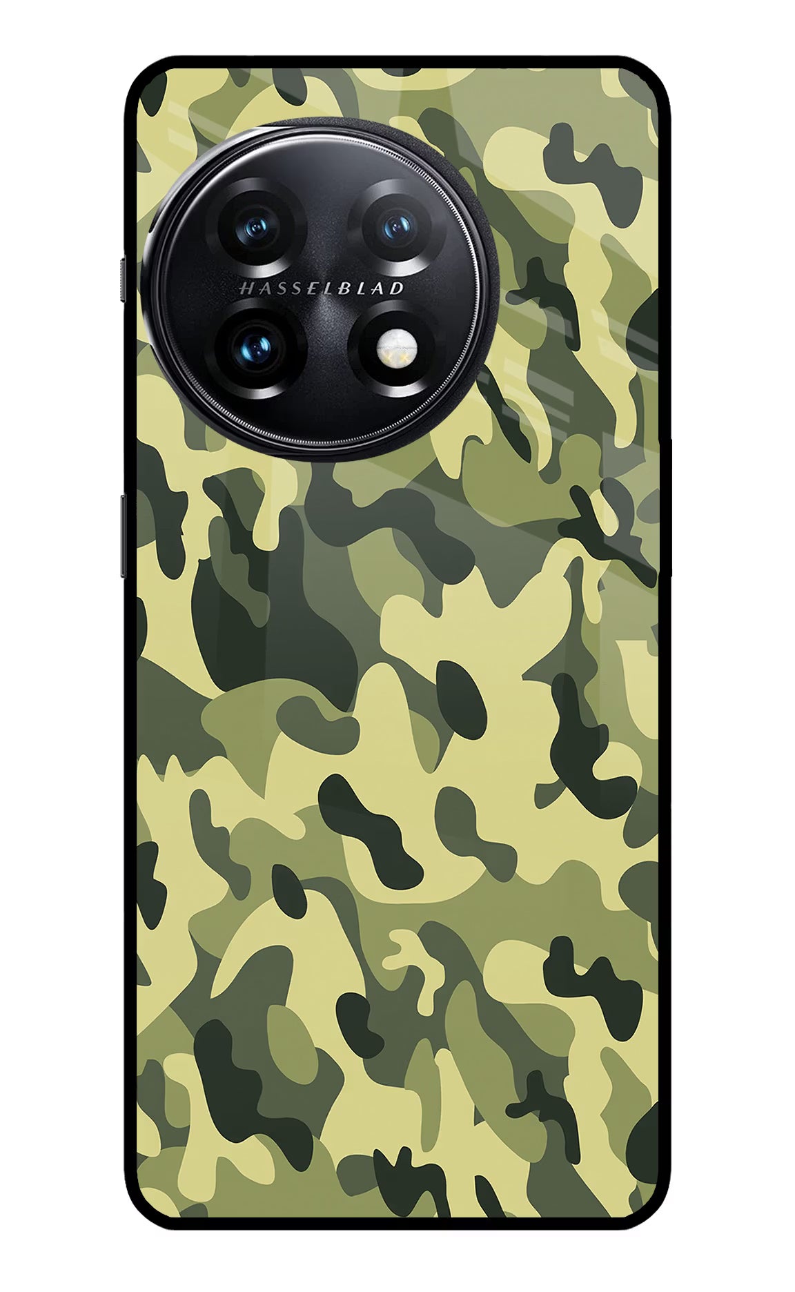 Camouflage OnePlus 11 5G Glass Case Back Cover by Casekaro